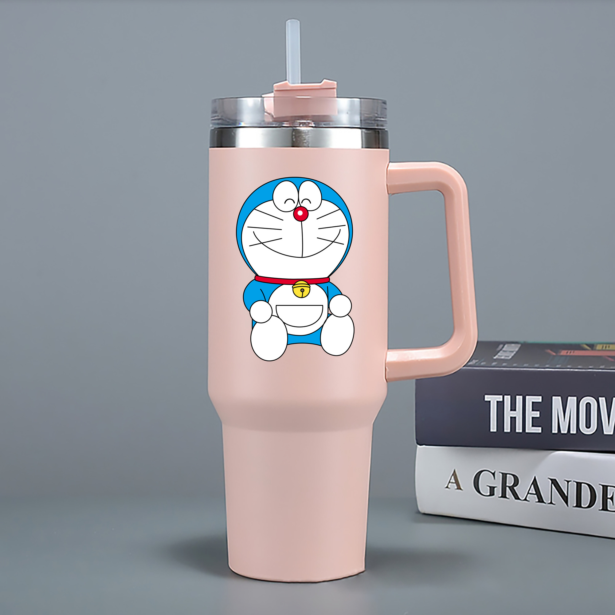 （画像用） ドラえもん Doraemon 1200mL車用タンブラー - クリスタルステッカー（プラスチックストロー付き）